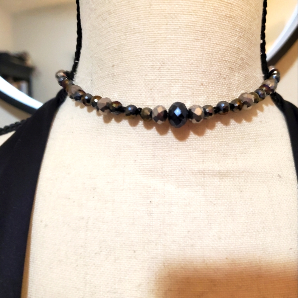 HANDMADE BLING CHOKER MADE WITH MULTI FACETED GLASS BEADS